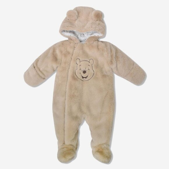 Disney`s Winnie the Pooh Faux Fur Pramsuit - Brown, 0-3 Months - Picture 1 of 13